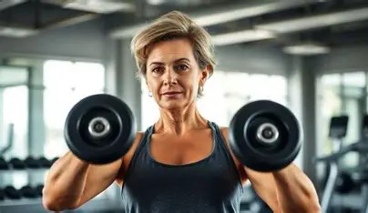 Femme portant des altères. Femme faisant de la musculation